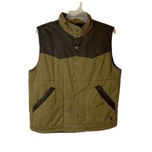 Legendary Whitetails Mens Khaki Hunting Vest Canvas Quilted Lined Brown Large